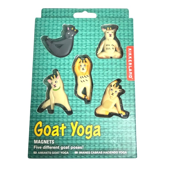 Goat Yoga Magnets Five Different Poses Fridge Fun Gift New Kikkerland - Picture 1 of 4